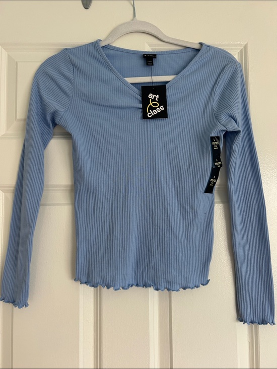art class Tops - Art Class Light Blue Ribbed V-Neck Long Sleeve Top